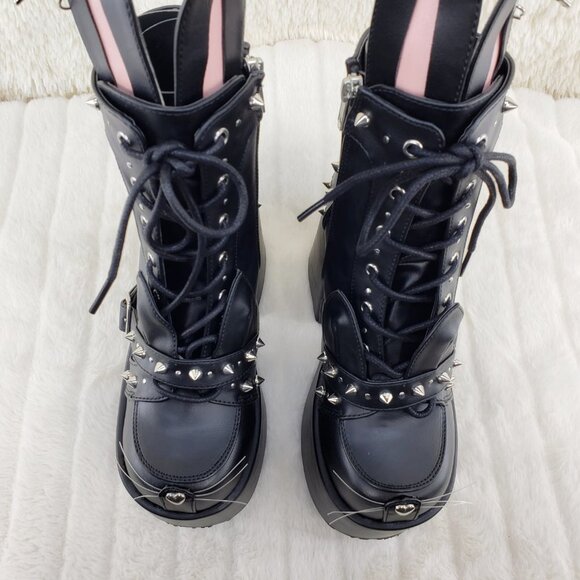 Chunky Platform Goth Punk Kitty Kat Bunny Ankle Boots - Picture 8 of 15